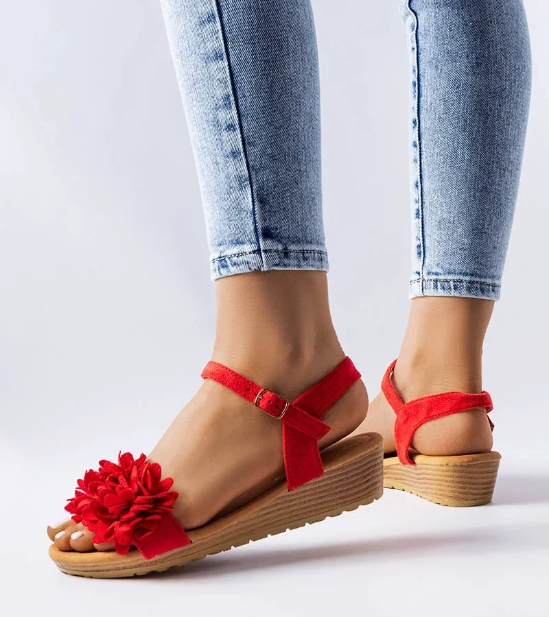 Piros alacsony sarokkal rendelkező szandál Foucault