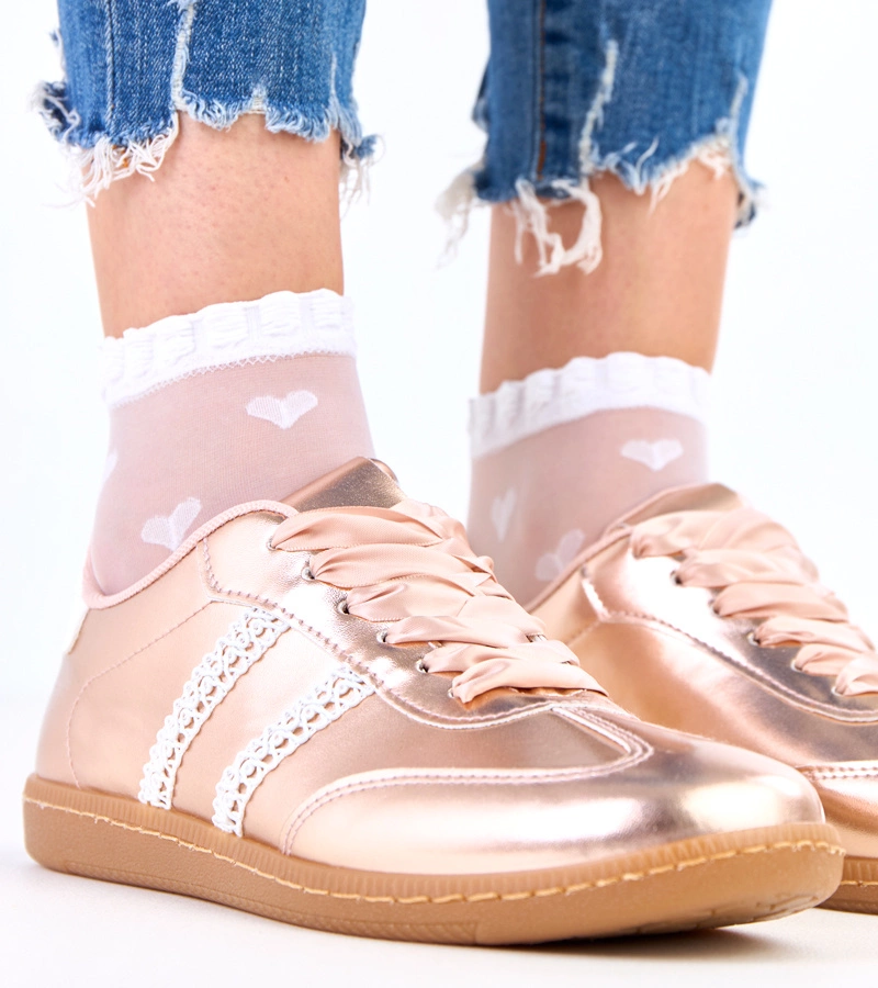 Szaténfűzős női pezsgő színű tornacipő Madres