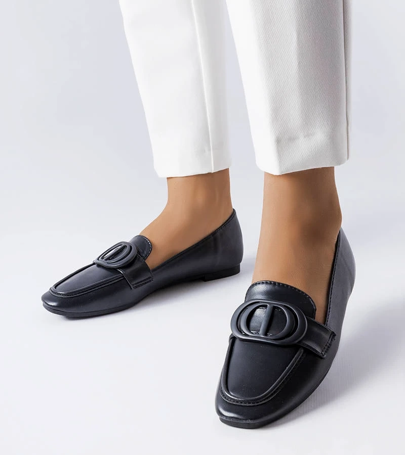 Fekete pisztácia bőr mokaszin halász csattal