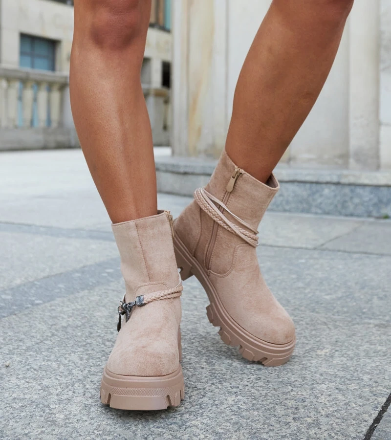 Geraldo díszes bokacsizma bézs színnel