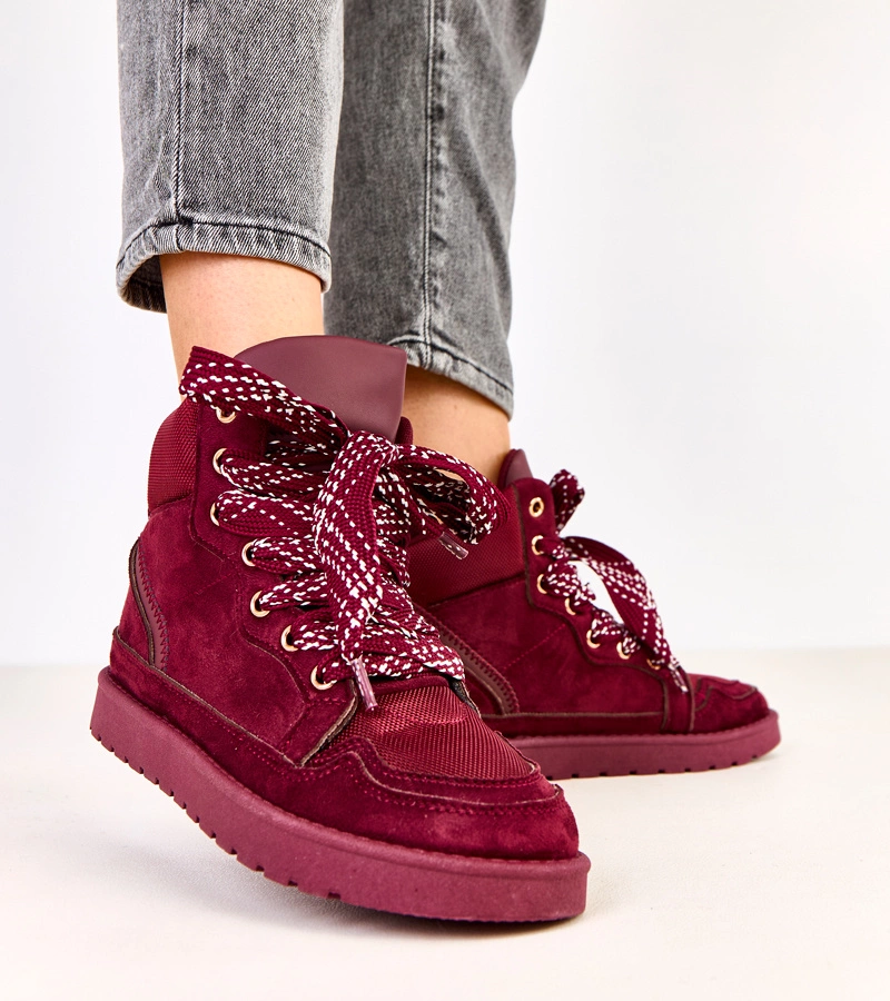 Bordó magas szárú tornacipő vastag fűzővel Klevis