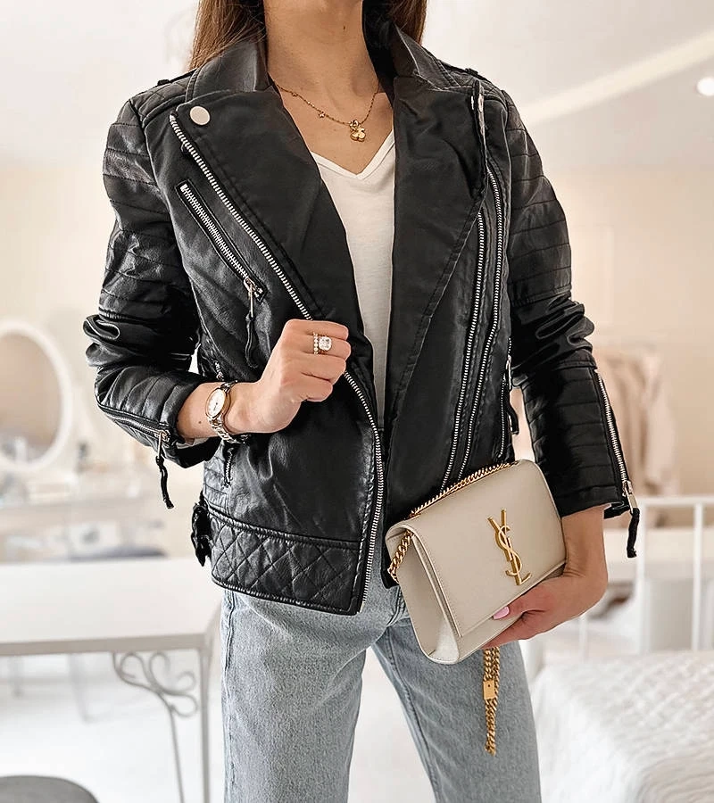 Fekete Davignon bőrdzseki