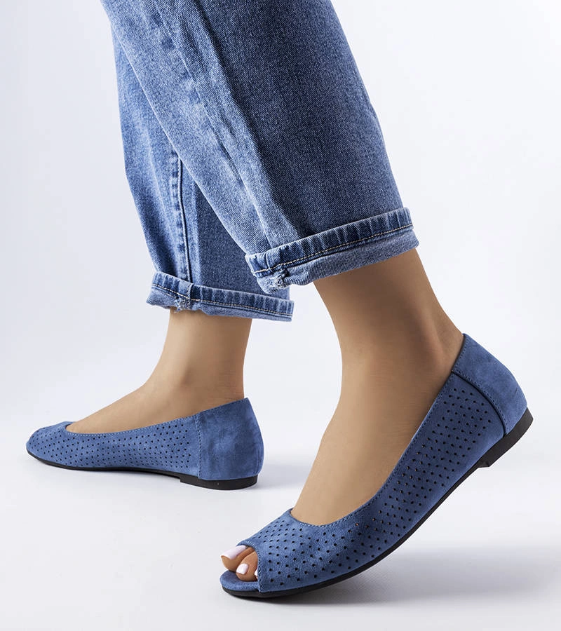 Agate sötétkék csipkés balerinacipők