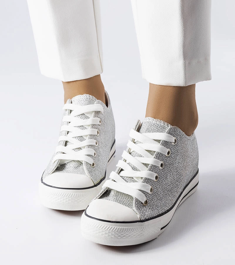 Ezüst flitteres platformos tornacipők Crete