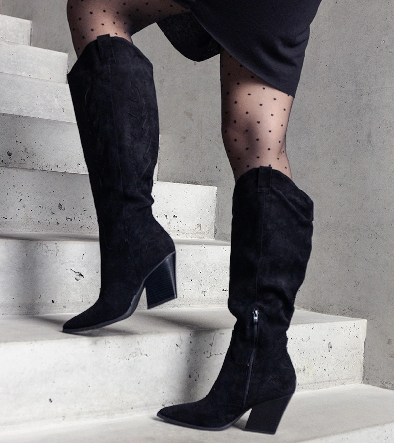 Fekete bélelt cowboy csizma Arsenio