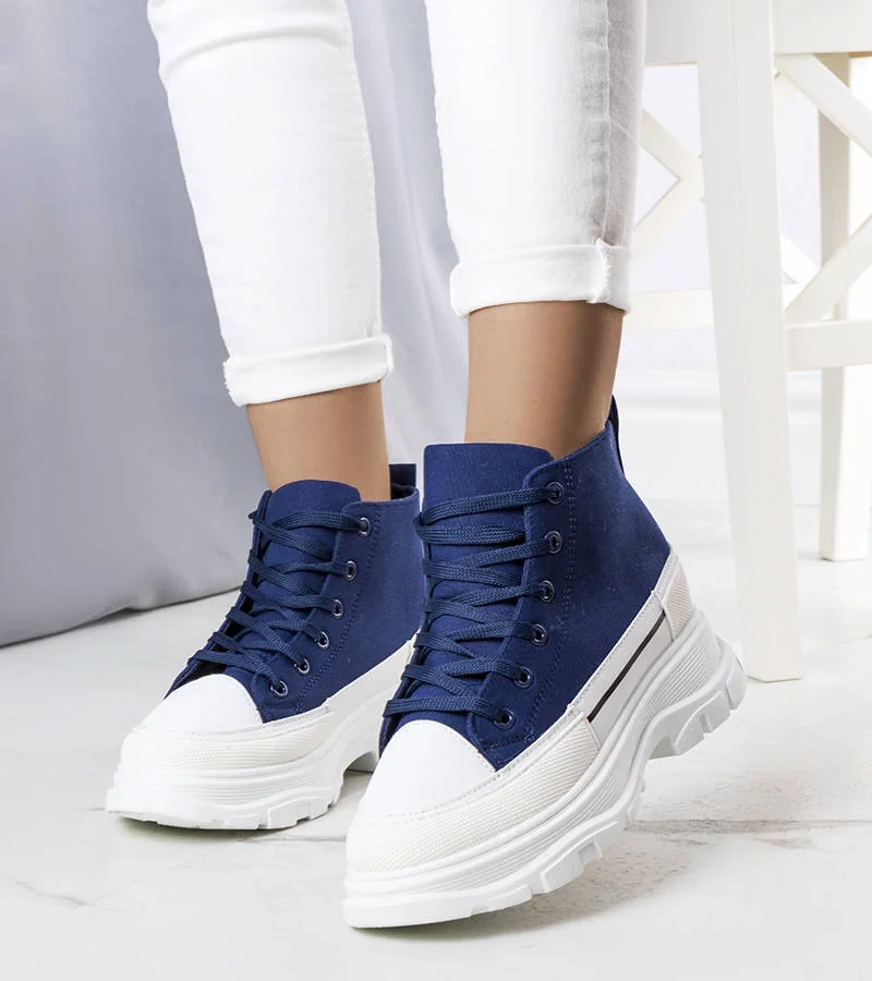 Sötétkék magas talpú platform tornacipők Tillysa