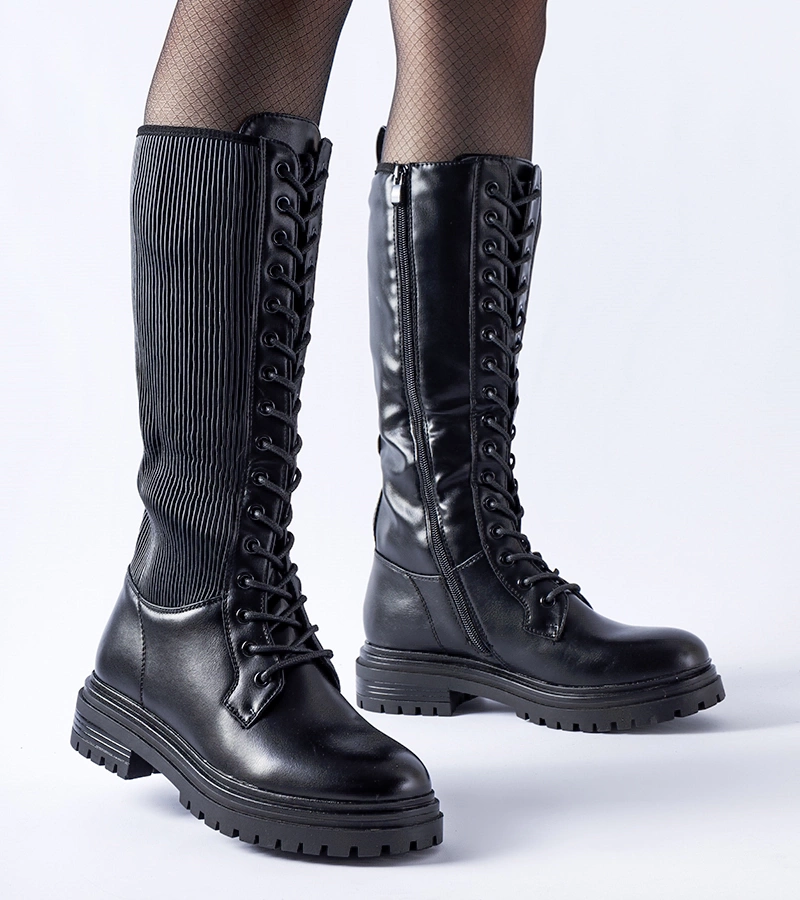 Fekete magas bokacsizma Nebida 5816 BLACK