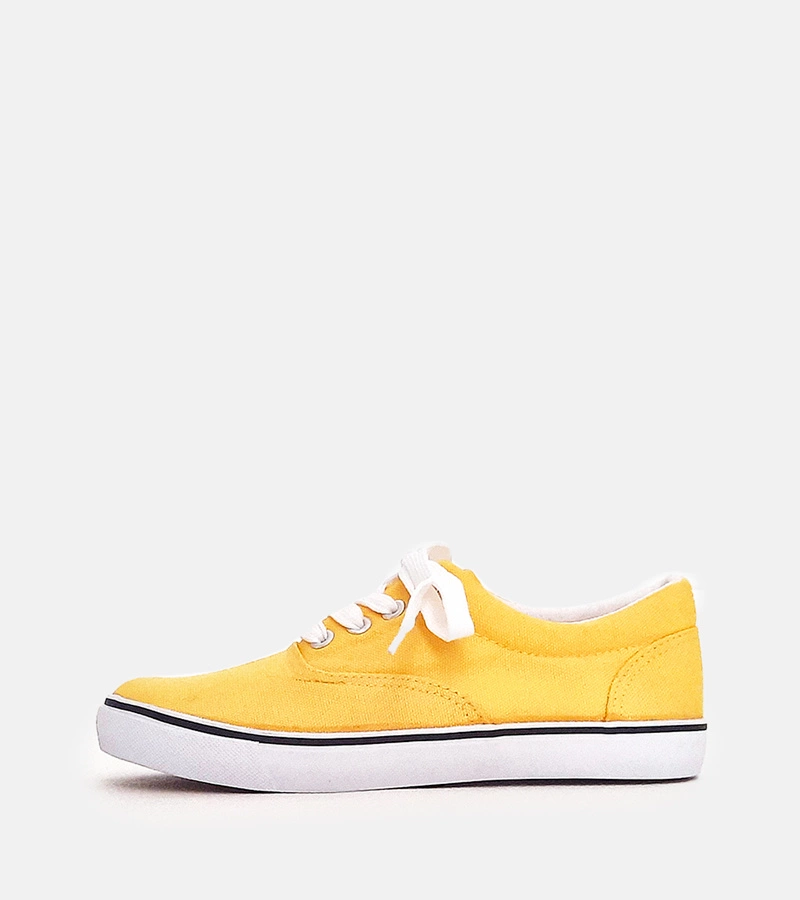 Bollis sárga gyerek tornacipő fűzővel