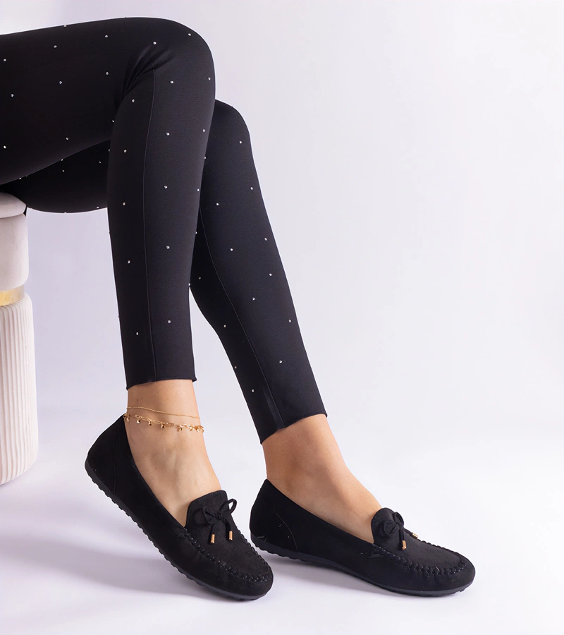 Fekete masnis velúr mokaszin Treja