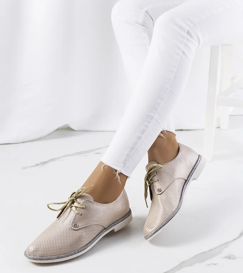 Arany csillogó lyukas Grand Street félcipők