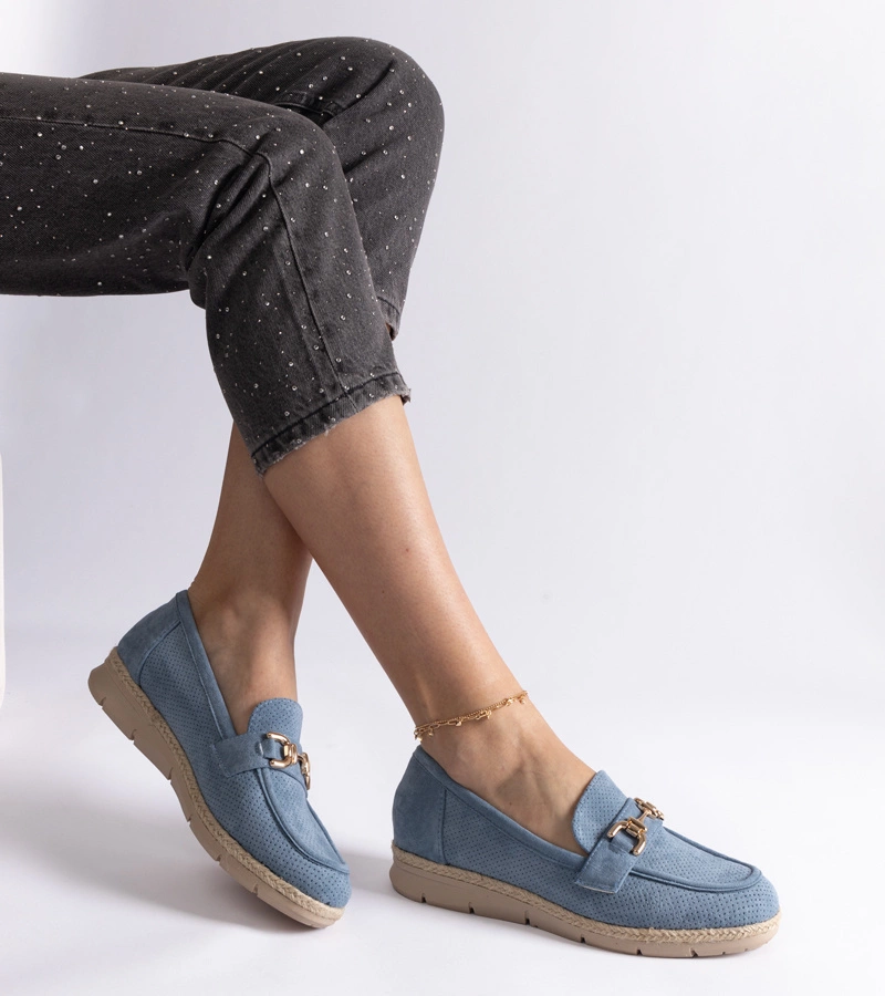 Sandoval kék női mokaszin öko velúrból