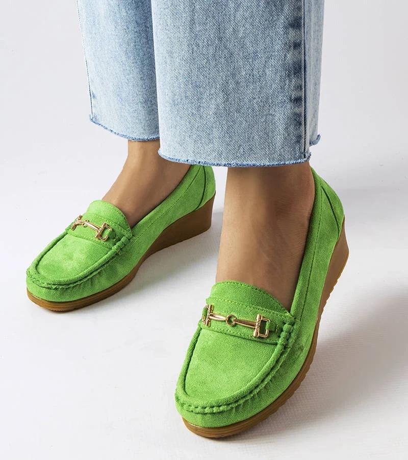 Zöld szarvasbőr platformos mokaszinok Canis