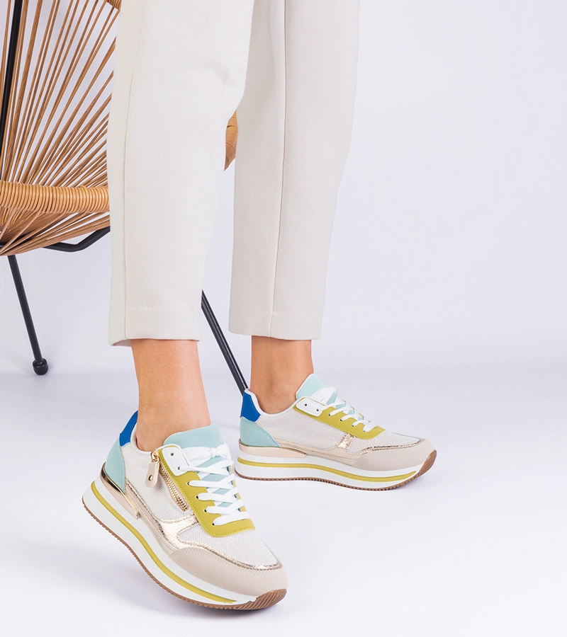 Izolda arany betétes platformos zöld sportcipő