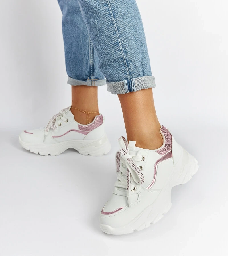 Fehér masszív cipők Euclid cirkóniákkal