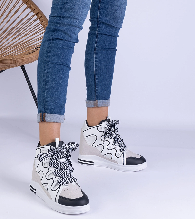 Gralina vastag fűzős fekete-fehér női tornacipő