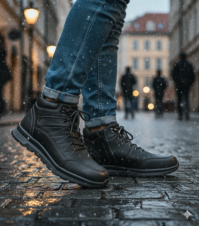 Fekete férfi bundás bakancs Mack