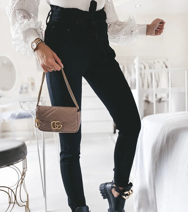 Fekete magas derekú Carolen farmernadrág