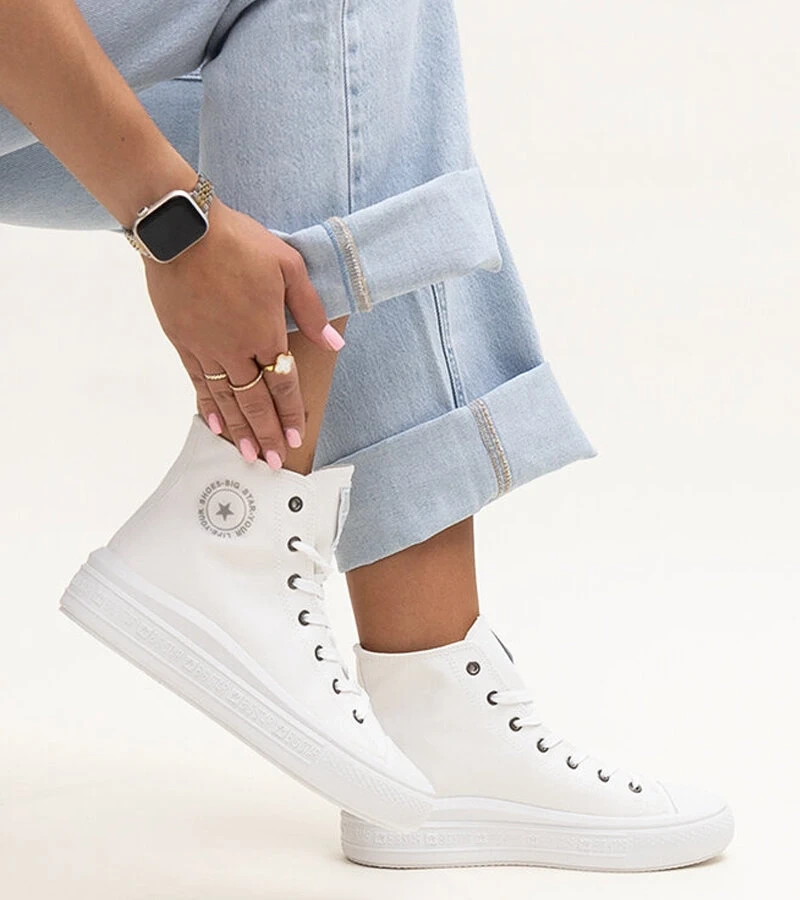 Big Star LL274A183 fehér magas tornacipő