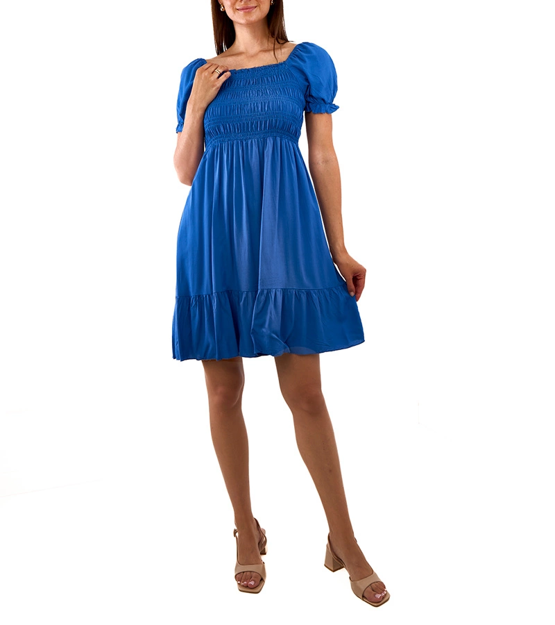 Lorinka rövid kék ruha ráncolással