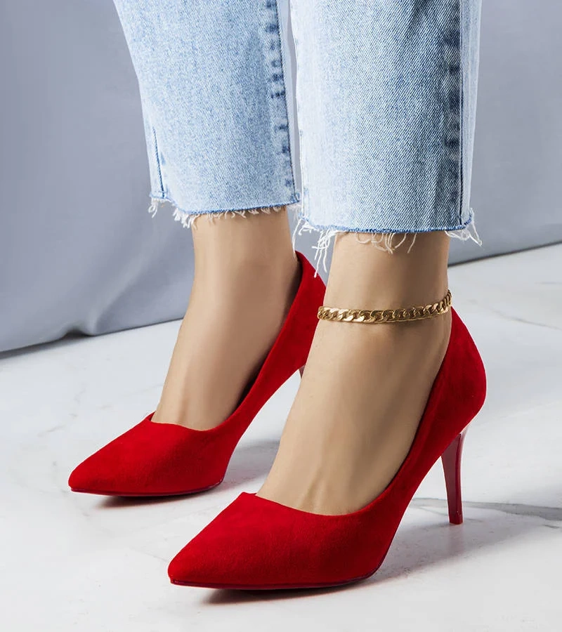 Alayah vörös műszálas bőr tűsarkúk