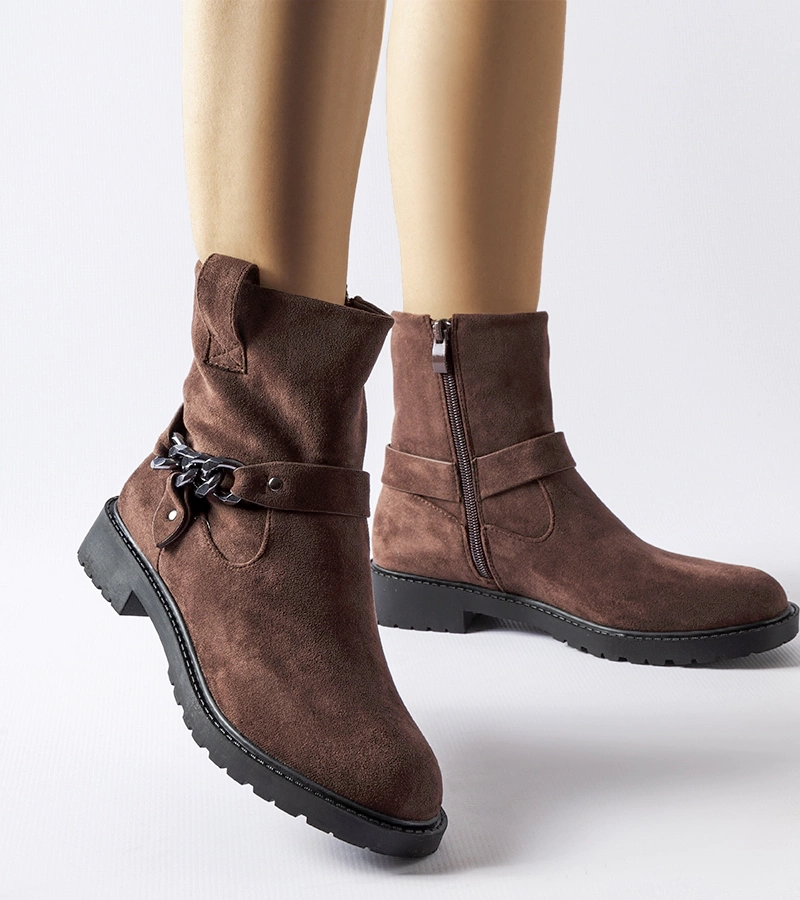 Barna műszálas bokacsizma Valente