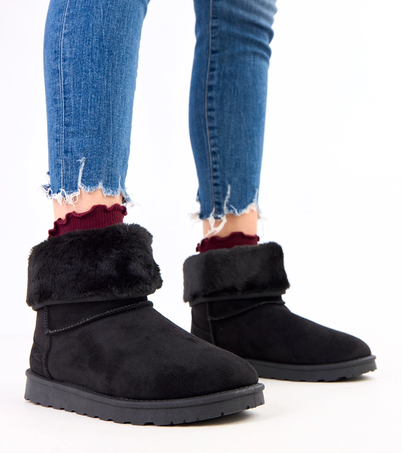 Fekete platformos szőrös hótaposó Meggi