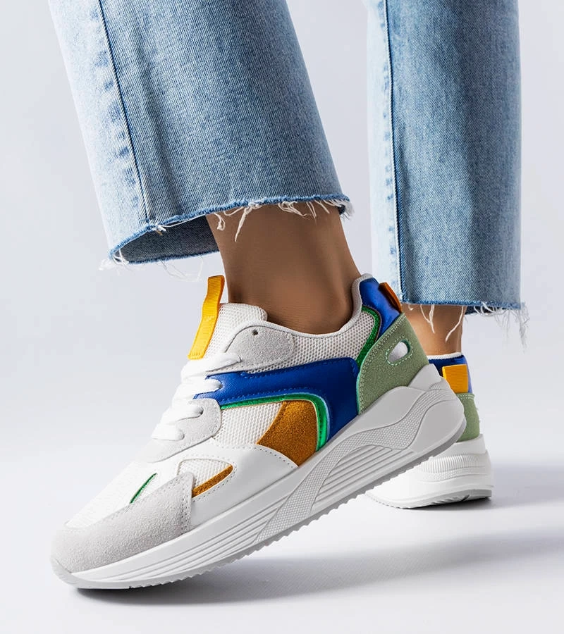 Fehér cipők kombinált anyagokból Riel