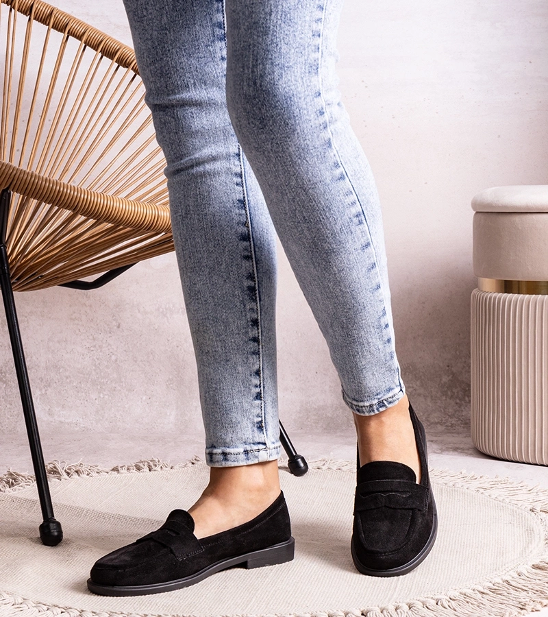 Miralon fekete bársony mokaszinok