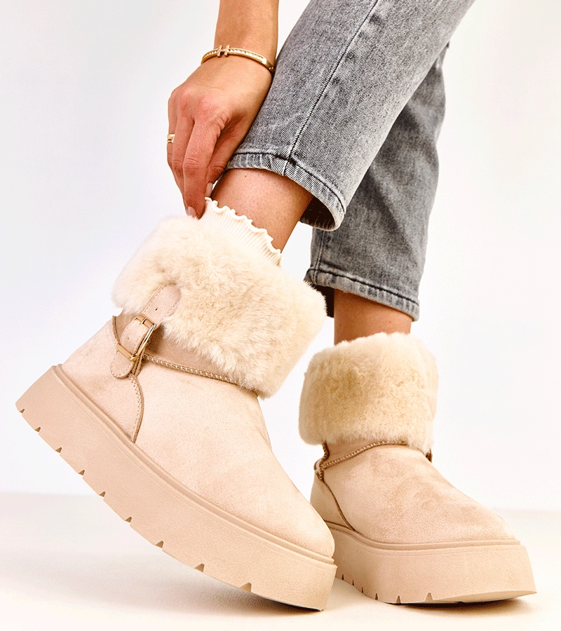 Bézs platformos hótaposó csattal Salini