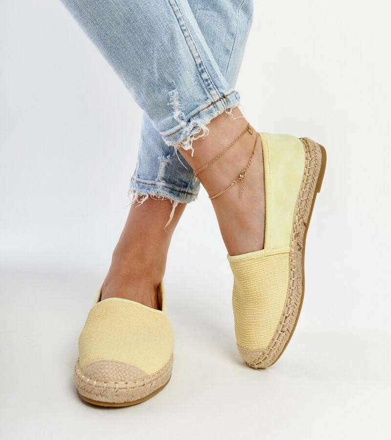 Sárga csillogó platformon lévő Ming espadrille