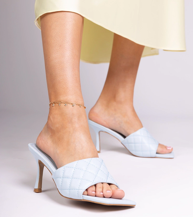 Kék steppelt tűsarkú papucsok Penese