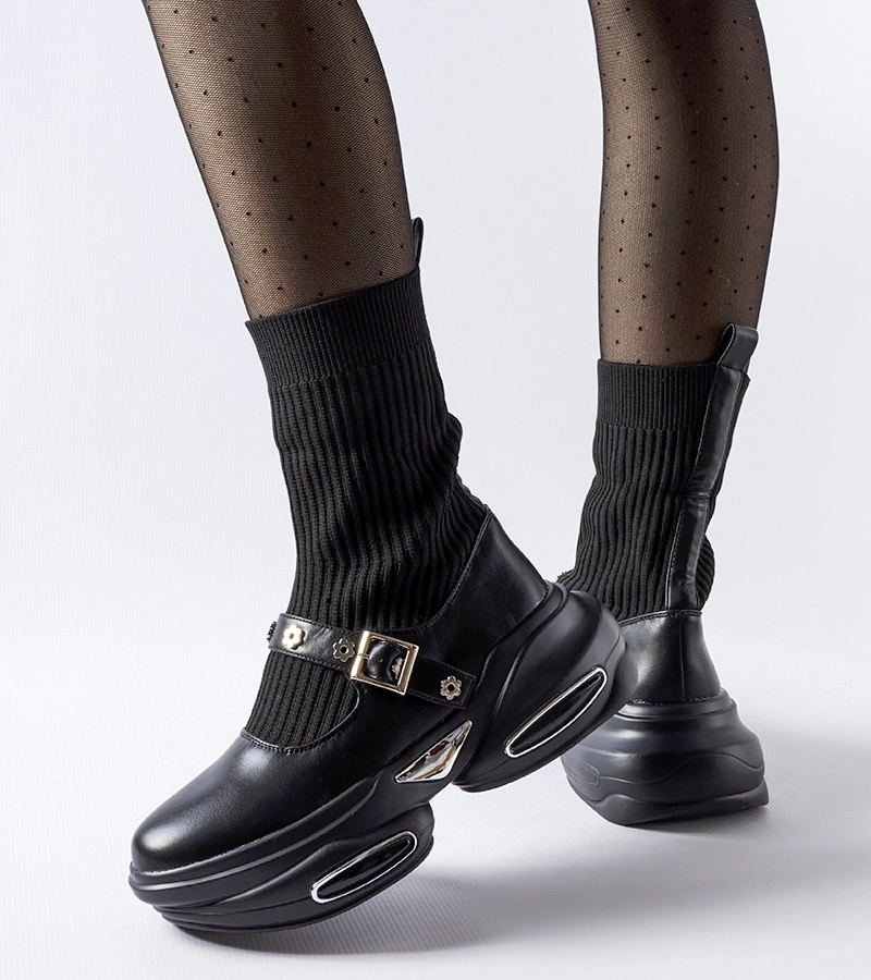 Fekete bokacsizma Ivan nevű zoknis szárral