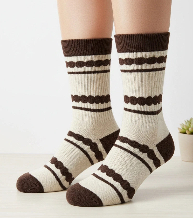 Bézs zokni barna betétekkel Sella