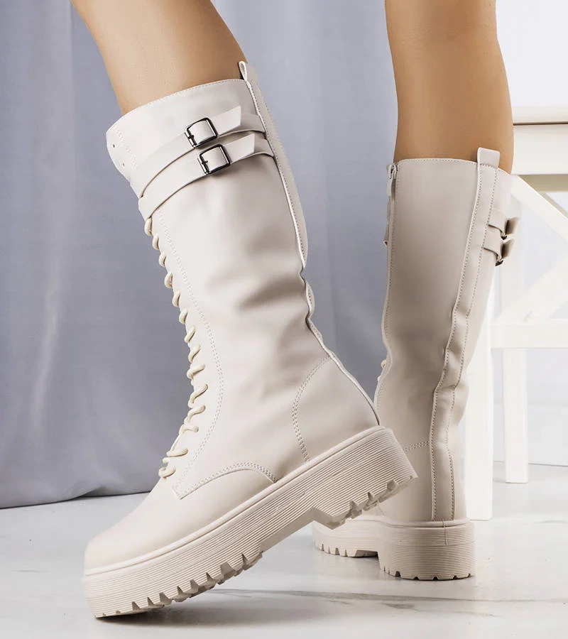 Christopher magas bézs magas csizma