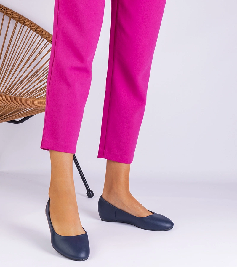 Savelia rejtett telitalpú tengerészkék balerinacipő ekobőrből