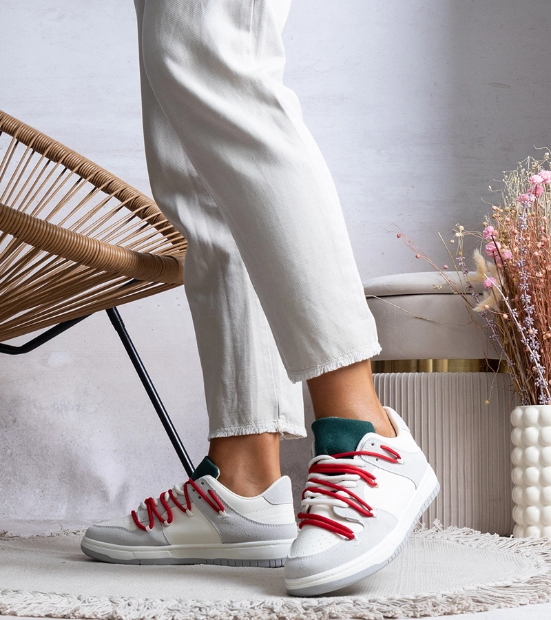 Szürke Arcobaleno tornacipő piros cipőfűzővel