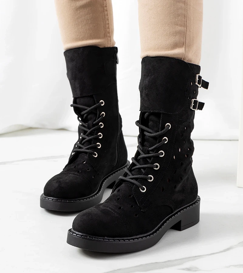 Fekete csipkés bokacsizma Barkly