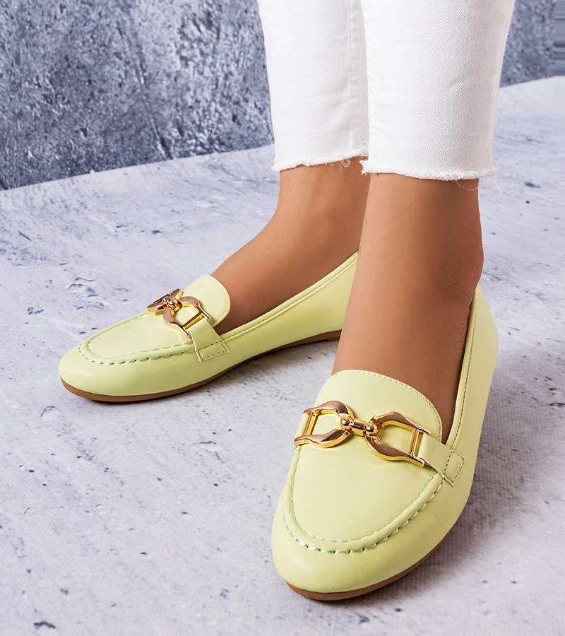 Zöld bőrcipők csattal Sauvé