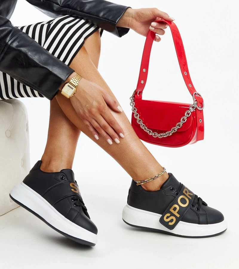 Ayna platformos fekete tornacipő