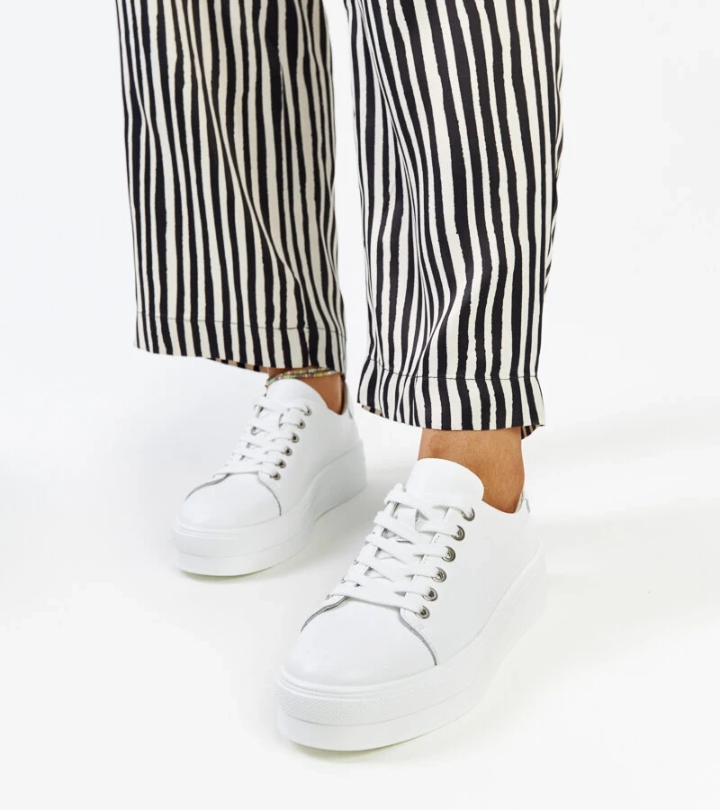 Sleiman klasszikus fehér bőr tornacipők