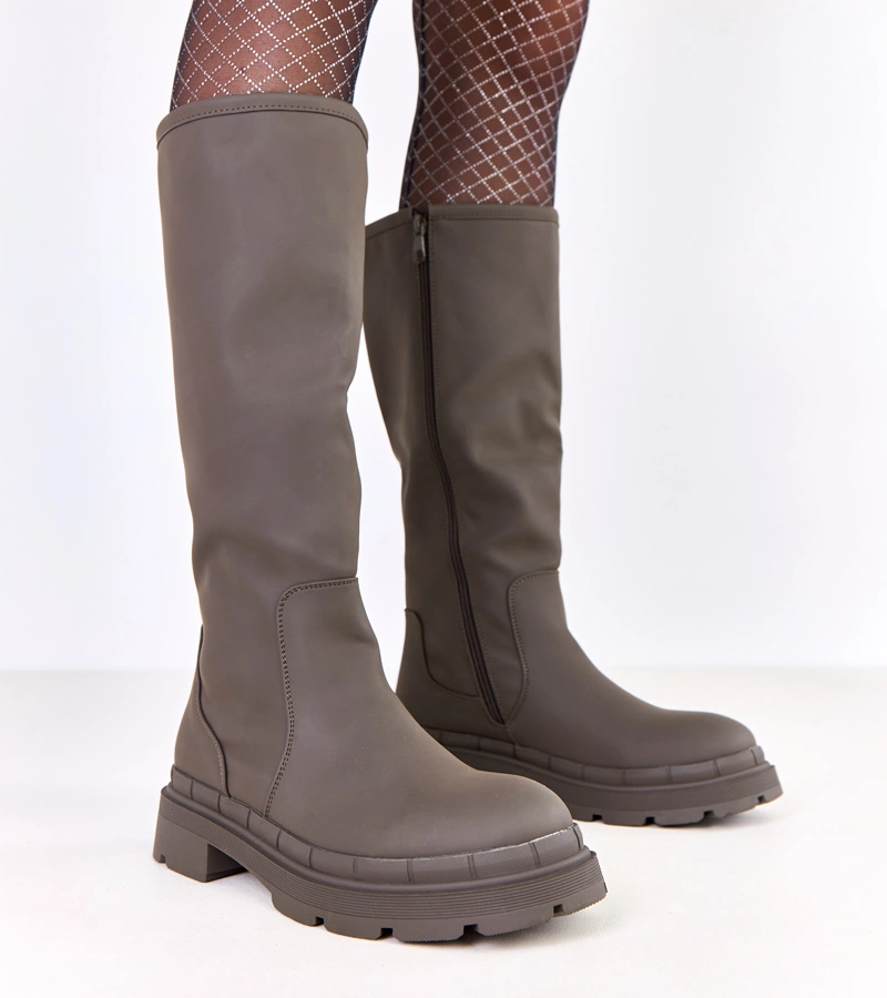 Zöld matt ökobőr csizma Delita