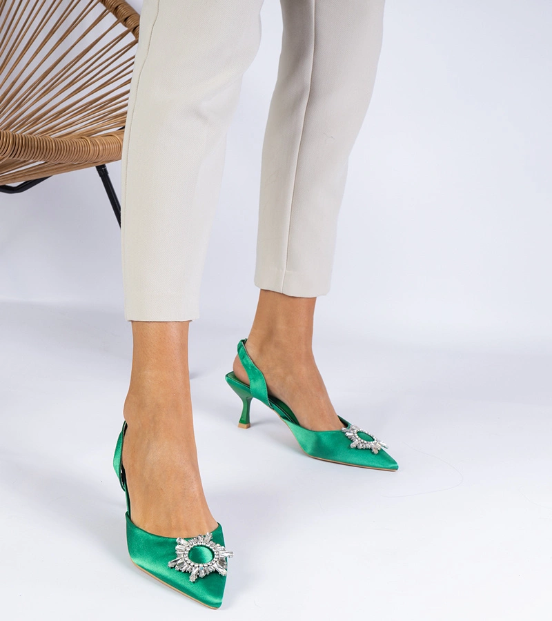 Zöld szatén slingback Melossi