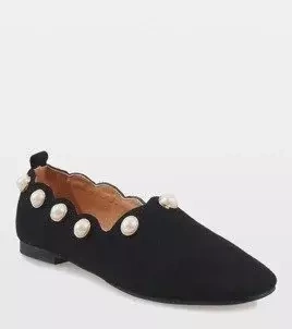 Fekete gyöngyös balerinacipő 588C-12A