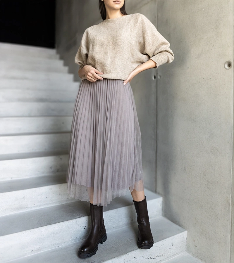 Beige szett: pulóver és tüllruha Sorenla