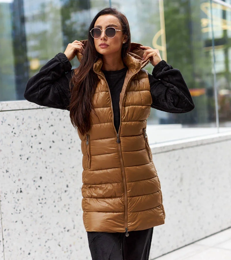 Női hosszú barna mellény Bovegno