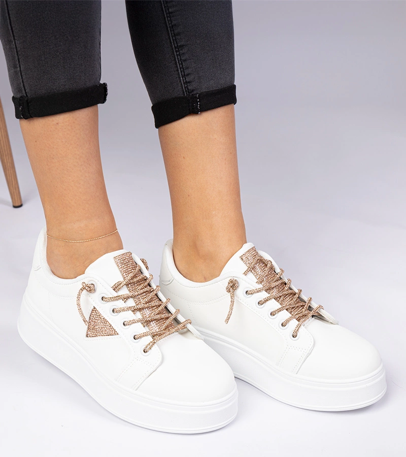 Fehér tornacipők pezsgő cirkóniával Treysi