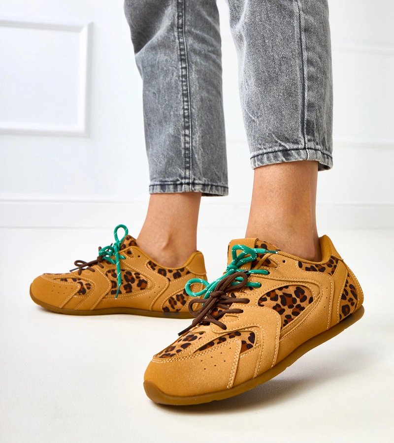 Leopárdmintás dupla fűzős Casey edzőcipők