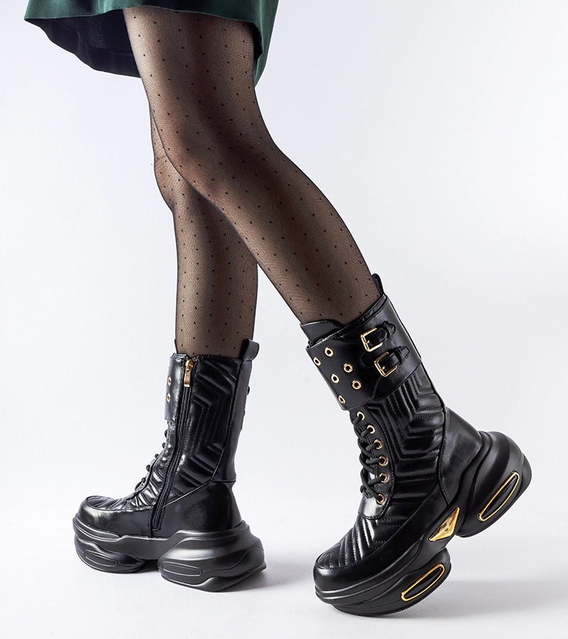 Fekete díszített bokacsizma Veronese