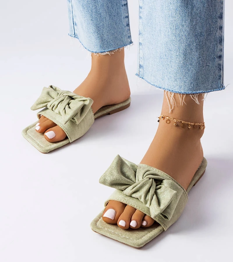 Zöld elegáns papucs masnival - Thériault