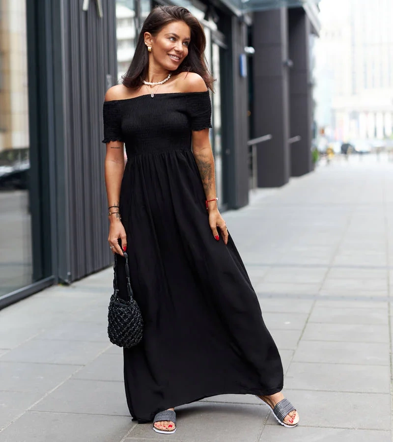 Fekete Trentini ráncolásos ruha